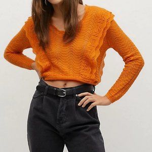 MANGO Openwork Cropped Sweater